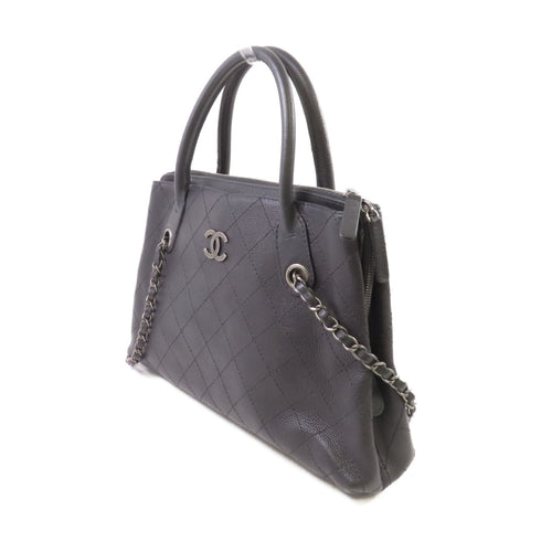 CHANEL Quilted SHW CC Handbag Shoulder Bag Calfskin Leather #21819608 Black