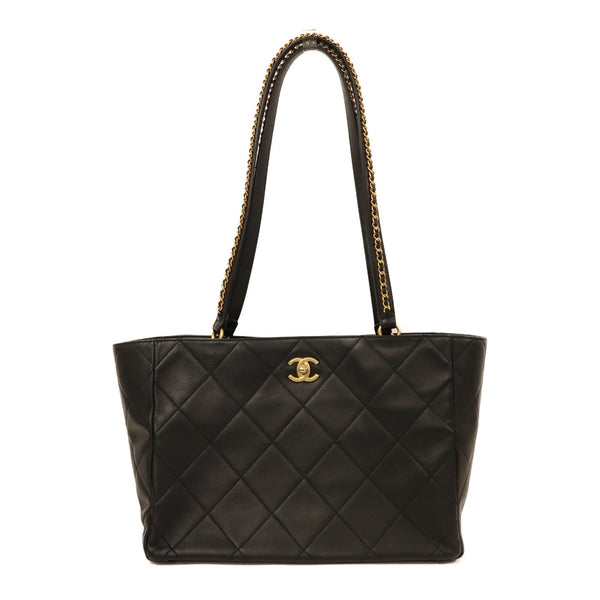 CHANEL CC GHW Matelasse Tote Bag Shoulder Bag AS3537 Calfskin Leather Black