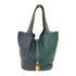HERMES GHW Picotin MM Handbag Tote Bag Clemence Leather Deep Blue/Vert Bosphore