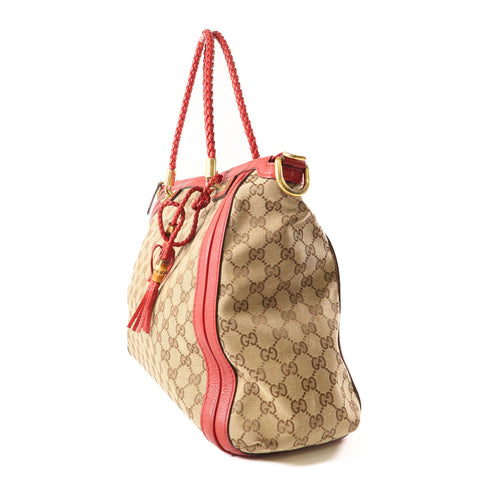 GUCCI GG GHW Shoulder Handbag 269946 Canvas Red Brown