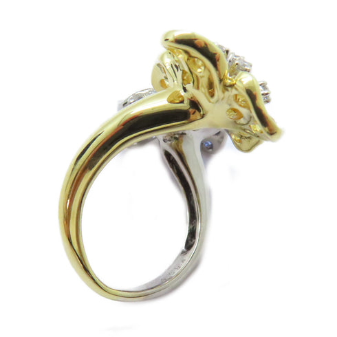 FINE JEWELRY 1.8ct Sapphire 0.18ct Diamond Ring 18K Yellow/White Gold US#4.5