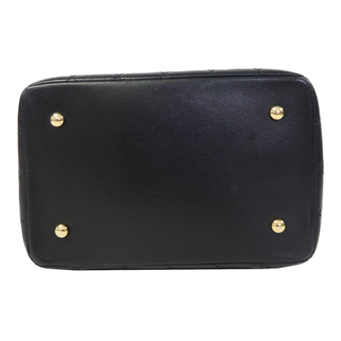 CHANEL Quilted CC GHW Vanity Cosmetic Bag 2 Way Bag Lambskin Leather Black