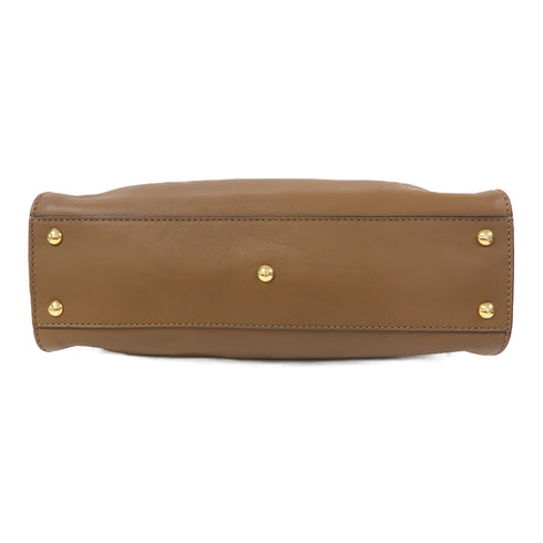 FENDI GHW Peekaboo 2 Way Shoulder Bag 8BN290-5WN Calfskin Leather Brown