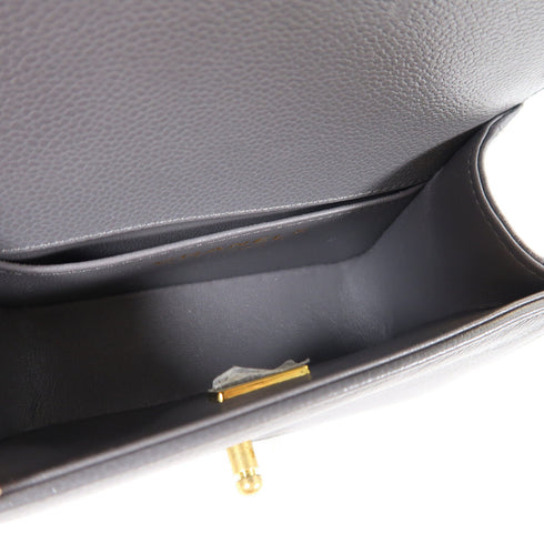 CHANEL Quilted CC GHW Mini Boy Chain Shoulder Bag Leather Grey