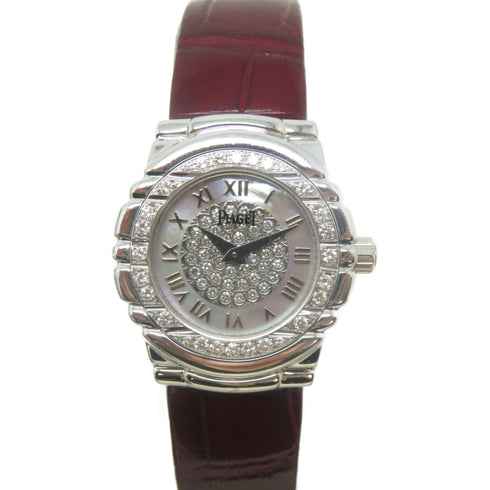 PIAGET Tanagra Dia Quartz Machine Wrist Watch K18 White Gold 16033 Silver