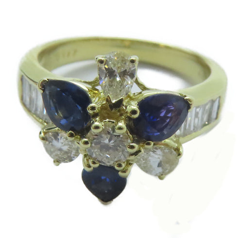 FINE JEWELRY 1.17ct Sapphire 0.65ct Diamond Ring 18K Yellow Gold US#6.5