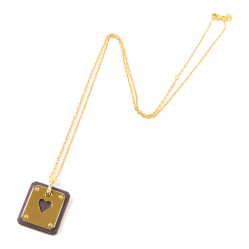 HERMES As De Coeur Pendant Necklace Veau Swift/Metal Gold/Noir