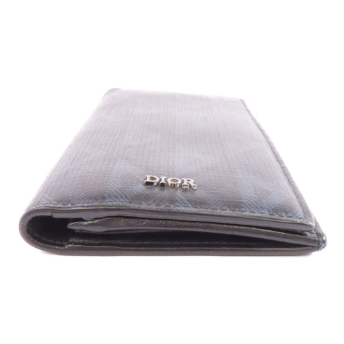 Christian Dior CD SHW Long Wallet Coated Canvas Black Navy