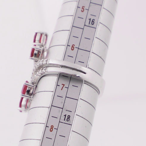 JEWELRY Ruby/Diamond Ring 18K White Gold US#7.5