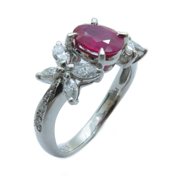 FINE JEWELRY 1.19ct Ruby 0.75ct Diamond Ring US#7 PT900 Platinum