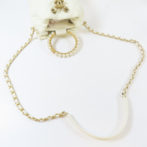 CHANEL Quilted CC GHW 2 Way Chain Shoulder Bag Handbag Calfskin Leather White