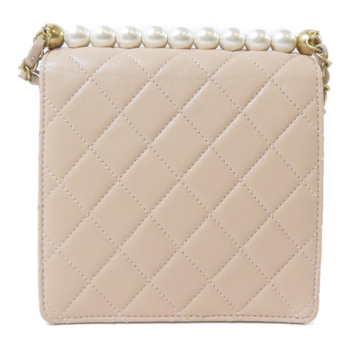 CHANEL Quilted CC GHW Chic Pearls Flap Chain Shoulder Bag Calfskin Leather Pink