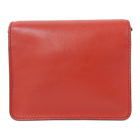 TOD'S SHW Chain Shoulder Bag Calfskin Leather Red