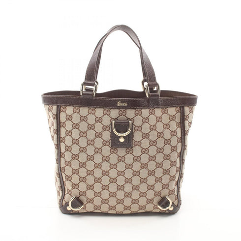 GUCCI GHW Abbey GG Tote Bag 130739 Canvas Brown