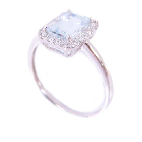 Jewelry Crystal 0.138ct Diamond Ring US#5.75 18K White Gold