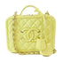 CHANEL CC GHW Quilted Filigree Vanity Case 2 Way Bag Calfskin Leather Yellow