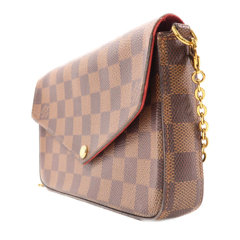LOUIS VUITTON LV GHW Felice Pochette Chain Shoulder Bag N63032 Damier Brown