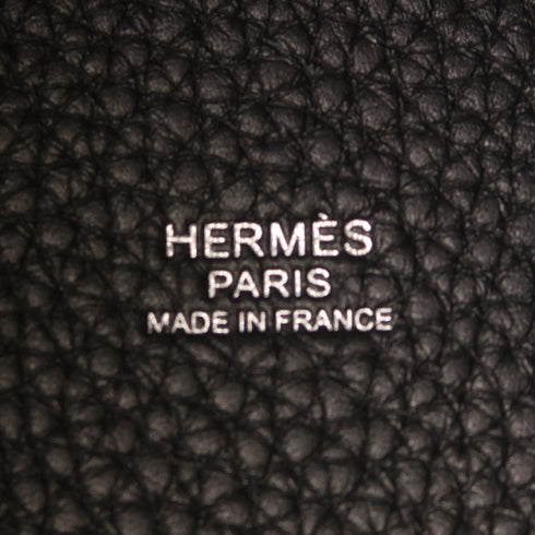 HERMES PHW Picotin MM Tote Bag Clemence Leather Noir/Black