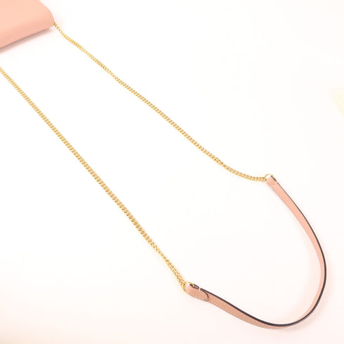 FENDI GHW Phone Bag Chain Shoulder Bag Crossbody 8M0436 Calfskin Leather Pink