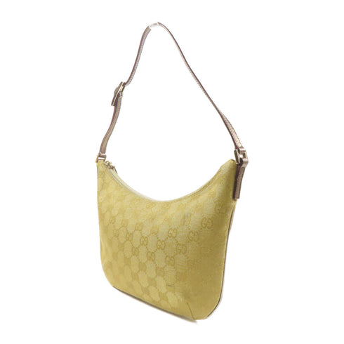 GUCCI GG SHW Shoulder Handbag 005.0813 Canvas Leather Gold