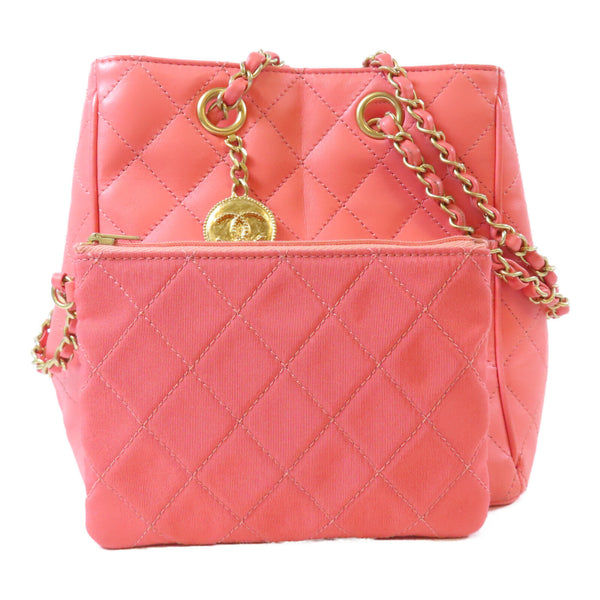 CHANEL Quilted CC GHW Bucket Chain Shoulder Bag AS1844 Calfskin Leather Pink