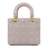 Christian Dior CD GHW Lady Dior 2 Way Shoulder Bag Lambskin Leather Grey