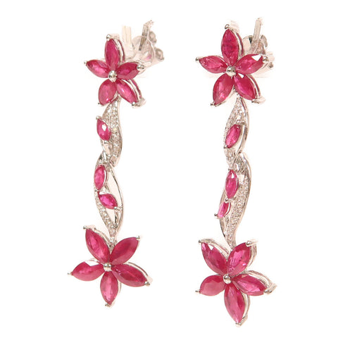 JEWELRY Ruby Diamond Earrings 18K White Gold v1