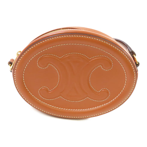CELINE GHW Small Oval Purse Cuir Triomphe Shoulder Bag Calfskin Leather Brown