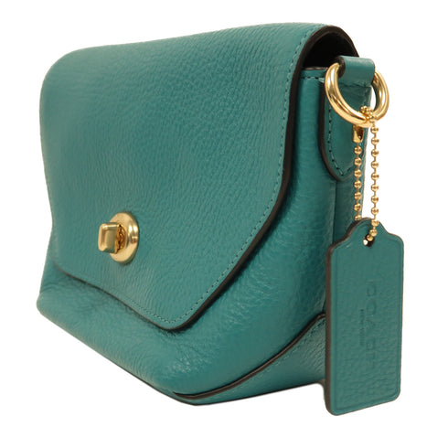 COACH GHW Shoulder Bag C2815 Calfskin Leather Green