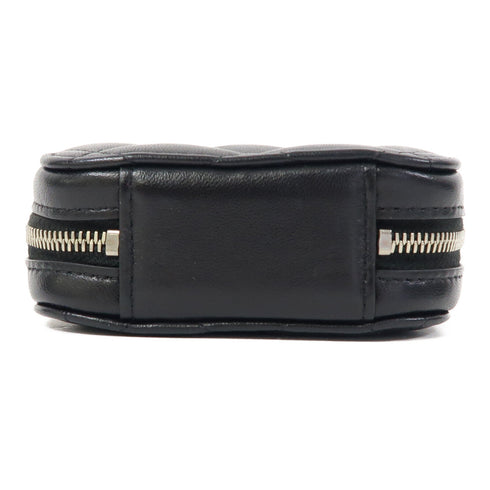 CHANEL Quilted CC SHW Chain Shoulder Phone Bag Lambskin Leather Black