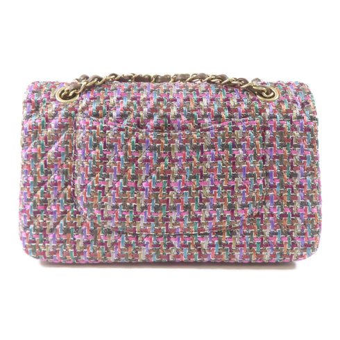 CHANEL CC GHW Classic 25 Chain Shoulder Handbag A01112 Tweed Purple Pink
