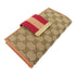 GUCCI GG GHW Long Bifold Wallet 181668 Canvas Brown/Pink/Red
