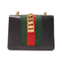 GUCCI GG GHW Sylvie Chain Shoulder Bag 431666 Calfskin Leather Black