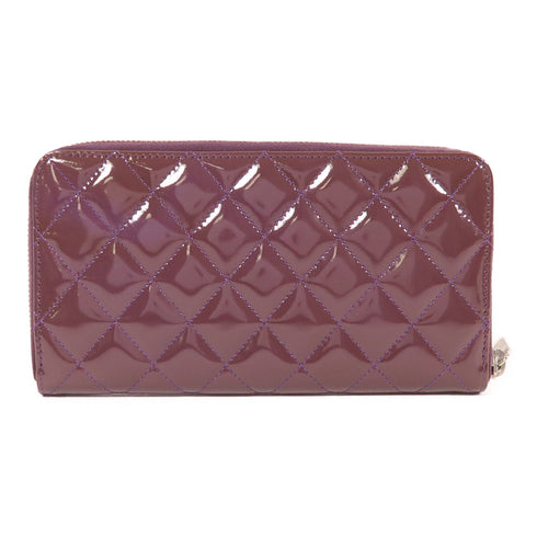CHANEL CC SHW Long Wallet Patent Leather Purple