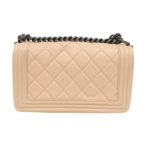 CHANEL Quilted CC SHW Boy 25 Chain Shoulder Bag A67086 Lambskin Leather Pink