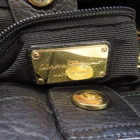 Salvatore Ferragamo Tote Bag Calfskin Leather Black