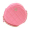 CHANEL Quilted GHW CC Round Pearl Shoulder Bag Crossbody Lambskin Leather Pink