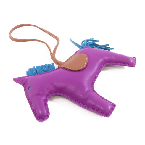HERMES Rodeo GM Charm Veau Swift Leather Anemone Purple Brown Blue