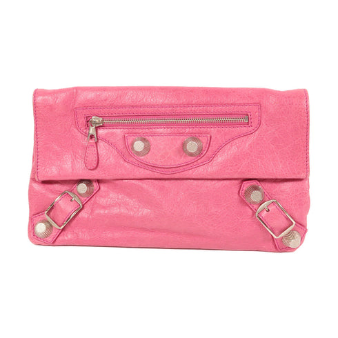BALENCIAGA SHW Clutch Pouch Calfskin Leather Pink