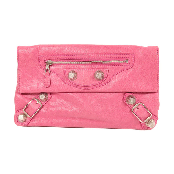 BALENCIAGA SHW Clutch Pouch Calfskin Leather Pink