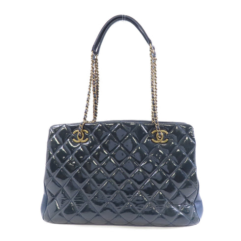 CHANEL Quilted CC GHW Chain Shoulder Bag Patent Leather Green