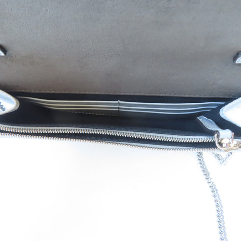 FENDI "Fun Fair" Studded Logo Chain Shoulder Bag 8M0346 Calfskin Light Blue