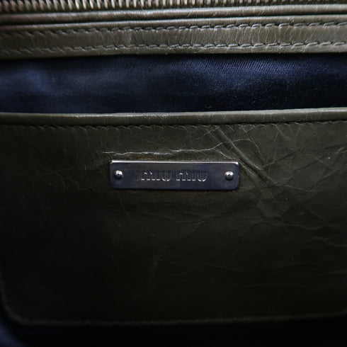 Miu Miu SHW Chain Shoulder Bag Sbd015 Calfskin Leather Dark Green