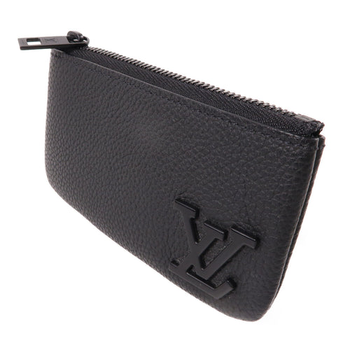 LOUIS VUITTON LV Pochette Cle Key Coin Case M81031 Aerogram Leather Black