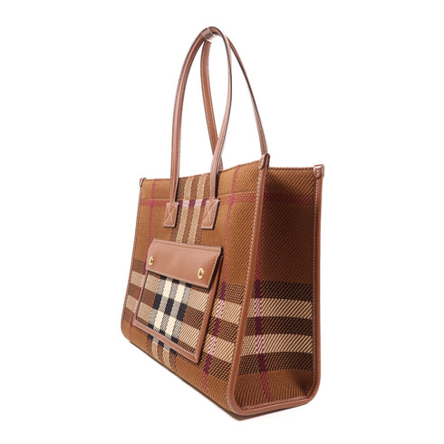 BURBERRY GHW Freya Tote Handbag ITTRESL44CA Canvas Brown