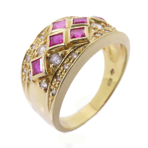 Fine Jewelry 0.70ct Ruby 0.031ct Diamond Ring US#7.25 18K Yellow Gold