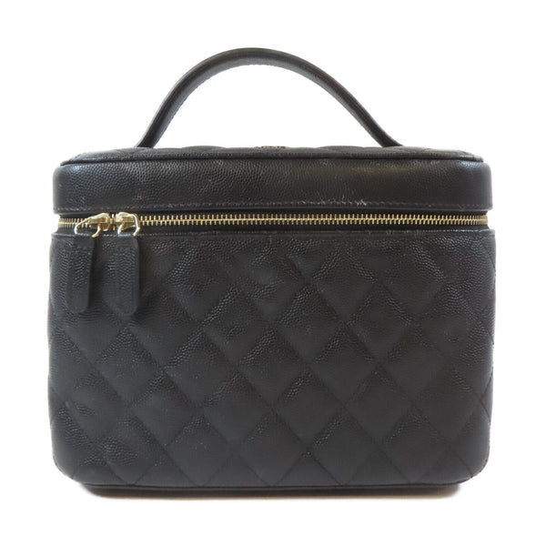 CHANEL Quilted CC GHW Vanity Case Caviar Leather Black