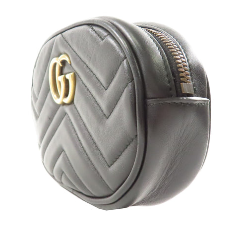 GUCCI GG GHW GG Marmont Waist Bag 476434 Calfskin Leather Black