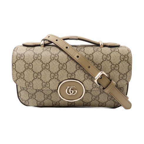 GUCCI GG SHW Mini Petite GG 2 Way Shoulder Bag 739722 PVC Coated Canvas Brown