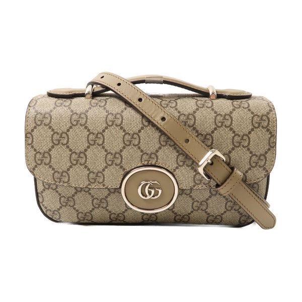 GUCCI GG SHW Mini Petite GG 2 Way Shoulder Bag 739722 PVC Coated Canvas Brown